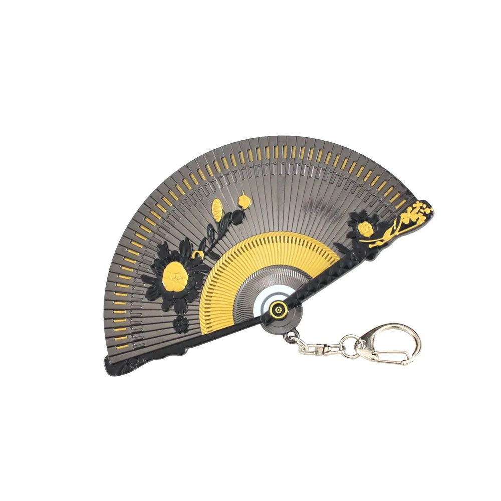 12cm Ancient Chinese Weapons Shadowless Fan Weapon Model Alloy Toy Keychain Action Figure Pendant Collection Ornaments Keyrings