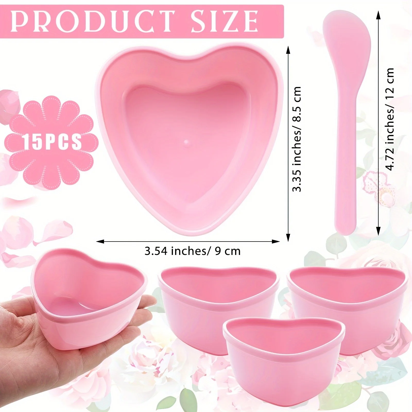 8-teiliges Herzförmiges Masken-Mischset mit Spatel, Rosa Plastik-Gesichtsmasken-Mischwerkzeug-Set, DIY Hautpflege Schlamm-Pulver Rührset – Detail 6