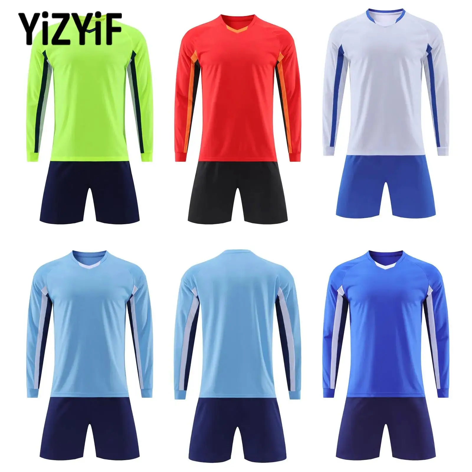 

Children Boys Girls Quickly Dry Football Training Outfit Long Sleeve Jersey Top Shorts Suit Soccer Uniform for Sports Outdoor