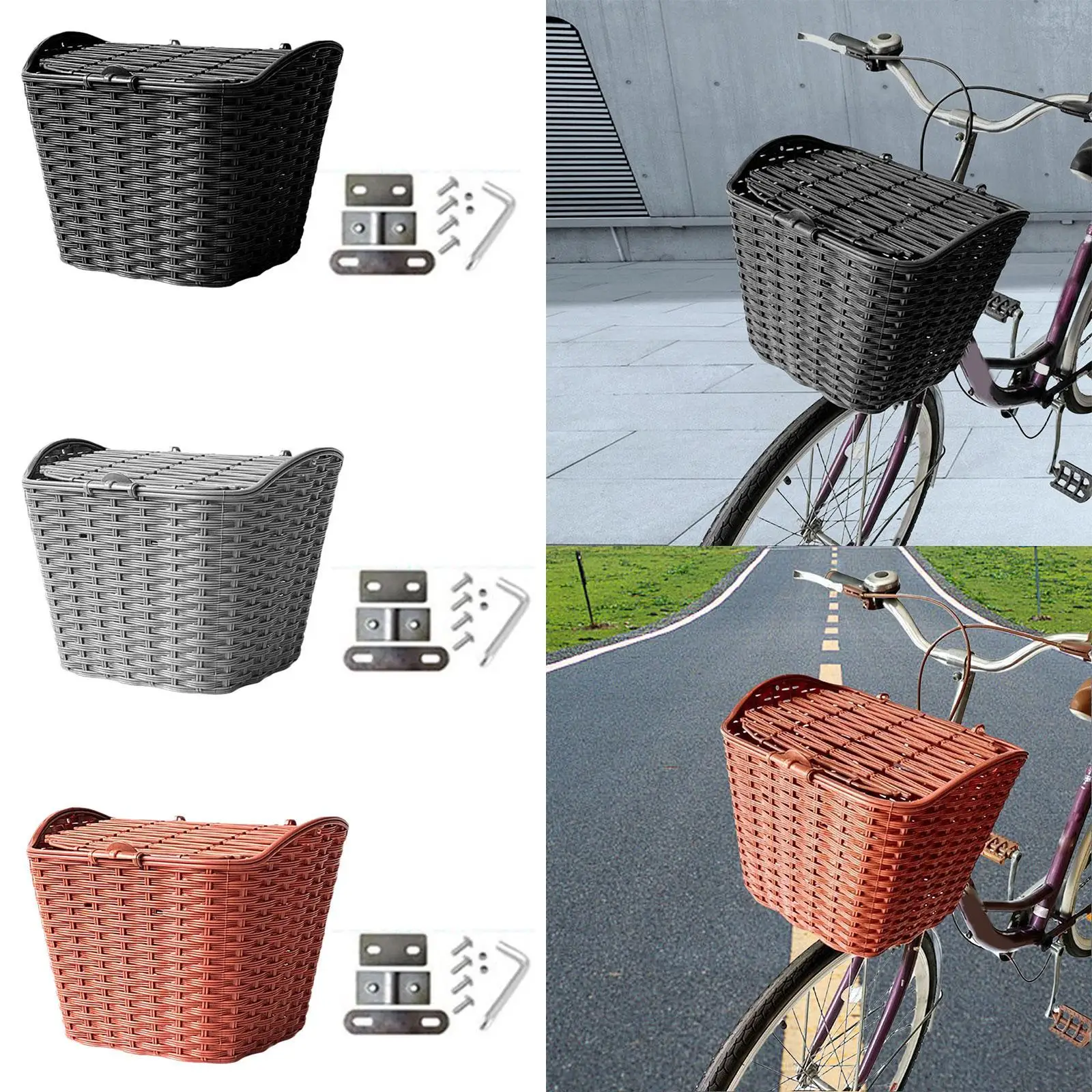 Bike Basket with Lid Sturdy Cycling Carrying Case for Mountain Bikes Books