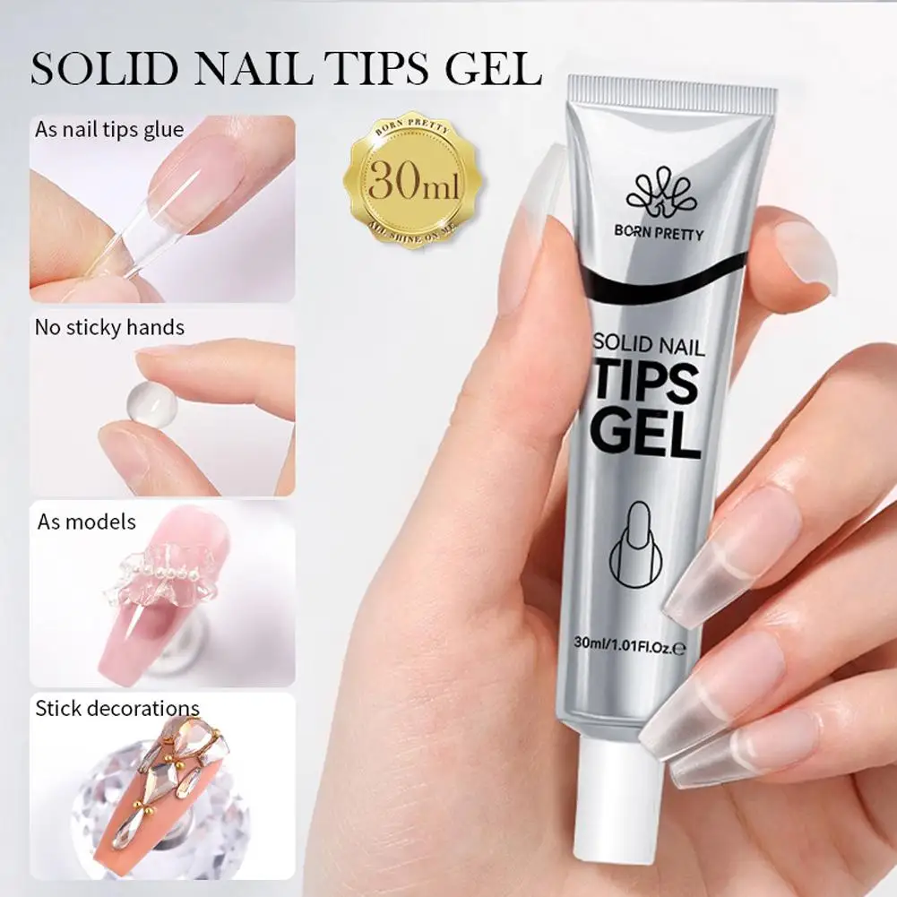  30ml Super Crystal Building Nail Gel Extension Gel Natural Clear Hard Gel Nail Stick Rhinestone 3D Modeling Gel