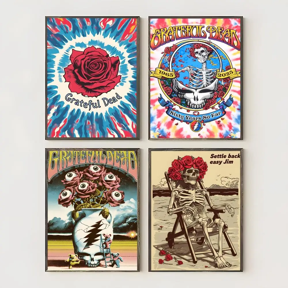 American Rock Band Grateful D-Dead Poster Waterproof Canvas Art Wrinkle Free Wall Hanging For Home Living Room Bedroom Decor