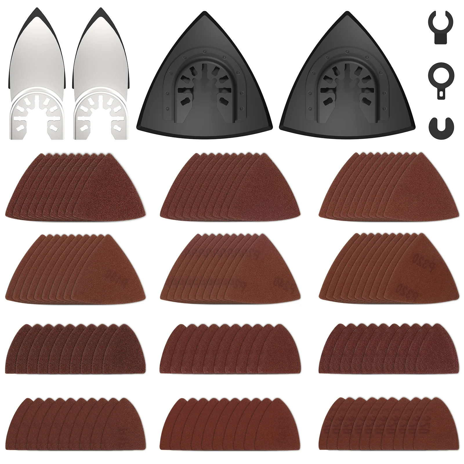 Conjunto de Ferramentas Oscilantes Multifuncionais Almofadas de Lixa Triângulo Gancho Loop Lixa Ferramenta Elétrica para Madeira Metal Gesso 65124 Pcs