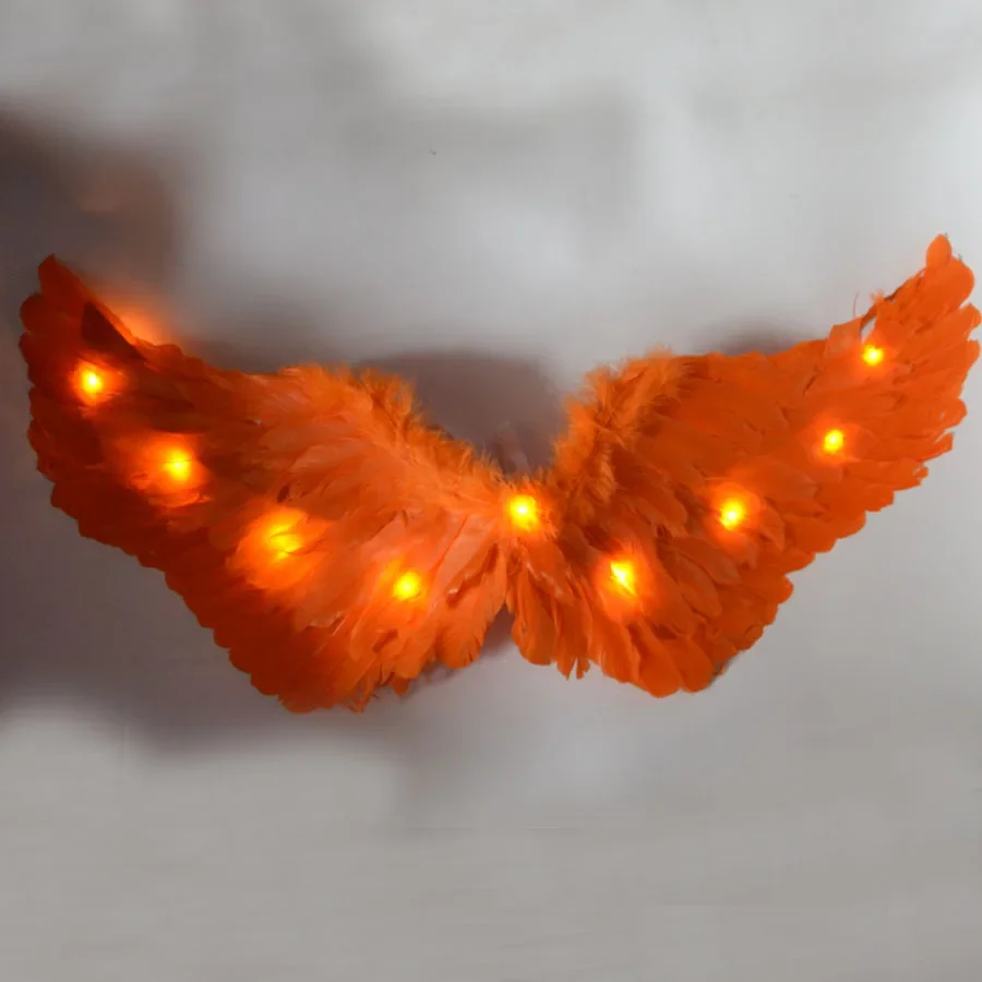 Novelty Yellow LED Glow Light up Angel Feather Wing Fairy Wings Props Gift Party Cosplay Birthday Costume Props