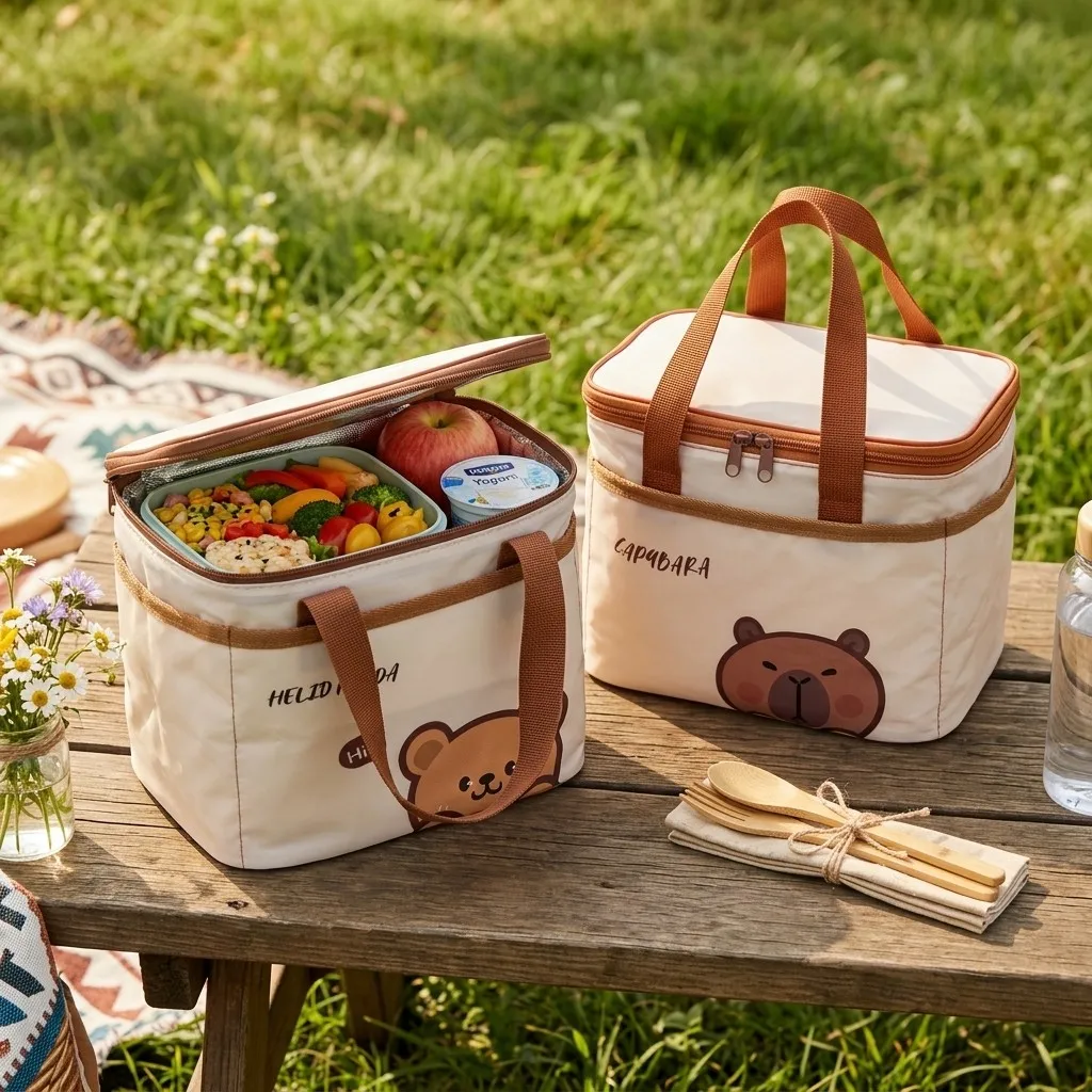 

Cartoon Oxford Thermal Lunch Box Bag Portable Reusable Picnic Bag Large Cpacity Outdoor Insulated Lunch Bag For Kids Students