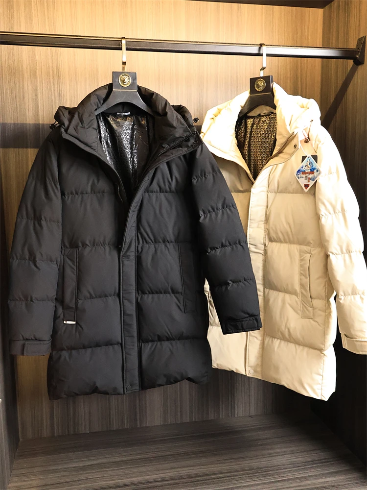 

Warmth 90 Du down Puffer Jaet Men's Long Sle Tee-proof Technology Faionable Autumn Winter Outdoor Polyester Fiber