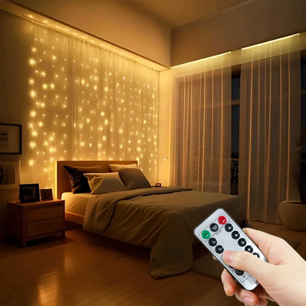 

Украшение для праздничной вечеринки, дня рождения, светодиодный 8-режимный рождественский светильник, USB занавеска, гирлянда, свадебный сказочный светильник Navidad, Новый год 2026