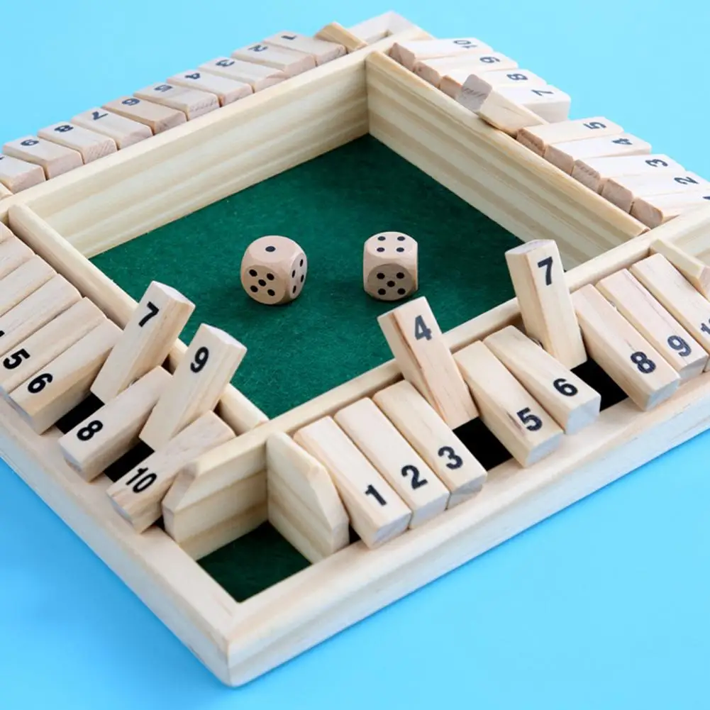 

Настольная игра «Закройте коробку» для 4 игроков, деревянный стол, математическая игра, семейная ночь, образовательная игра с 4 сторонами, 10 цифр, игральные кости, классическая настольная игра