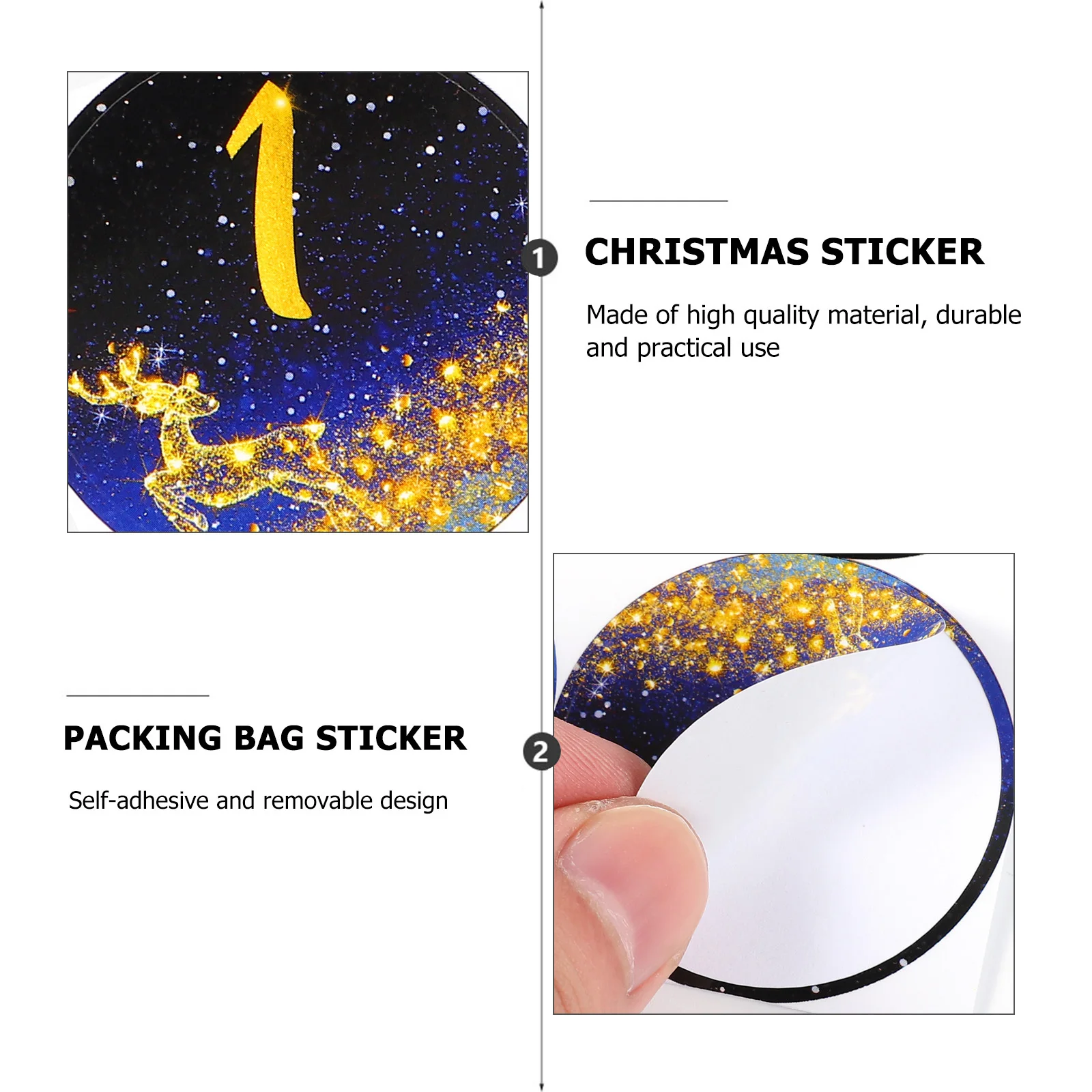 

6 Sheets Digital Christmas Stickers Self-Adhesive Removable Strong Glue for Envelope Seal Label Craft DIY Holiday Gift Packaging