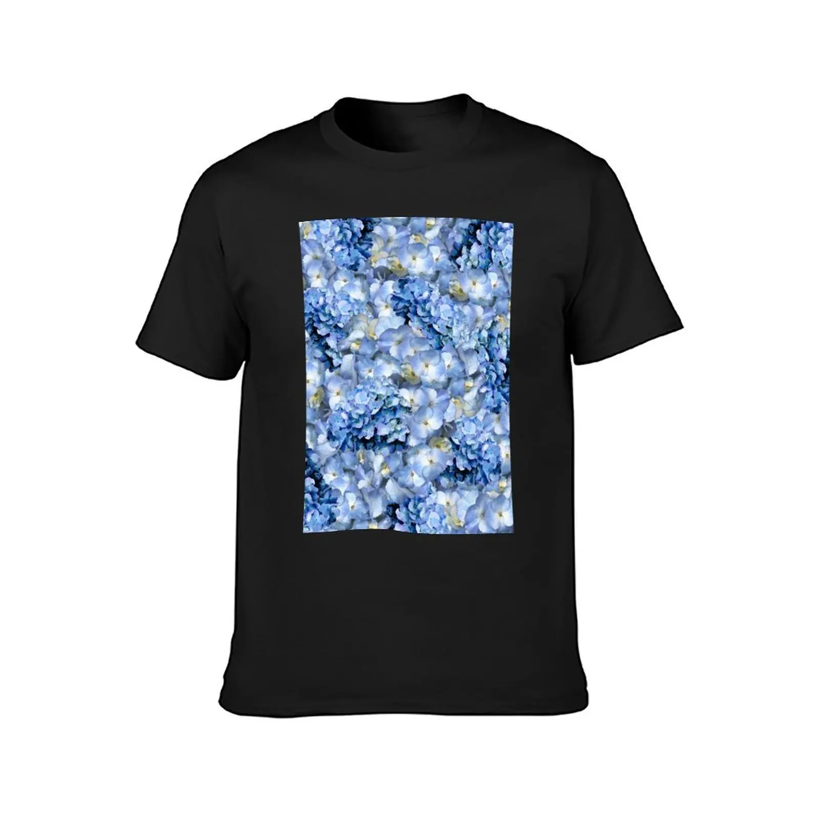 Blue hydrangea - floral art T-Shirt plus sizes customs plus size tops Short sleeve tee mens cotton t shirts