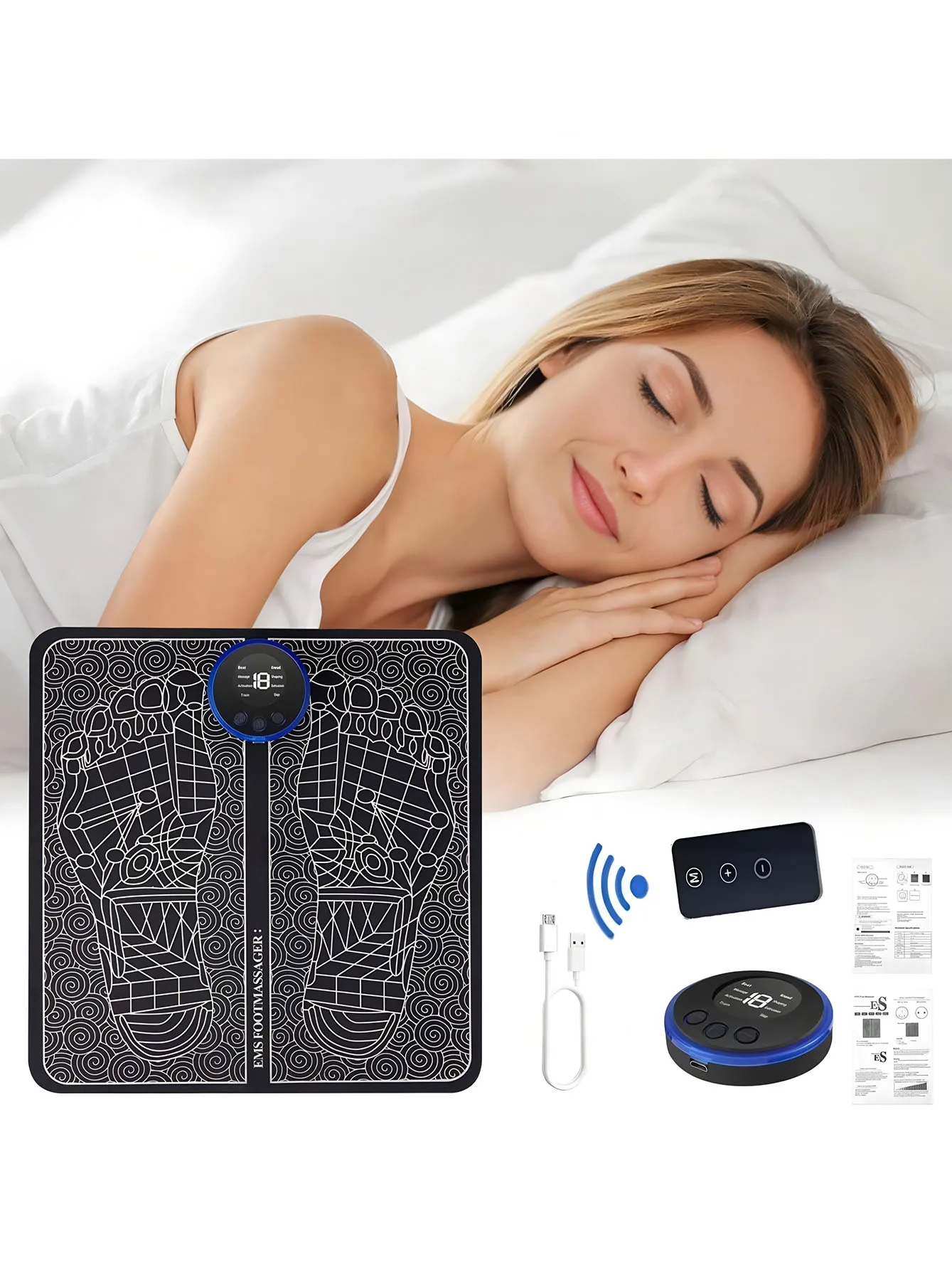 

Электрический массажер для ног 2026 EMS: перезаряжаемый массажный коврик для расслабления стоп, улучшает кровообращение