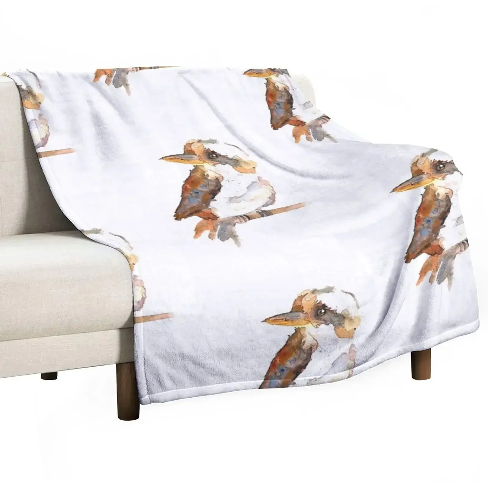 New Kookaburra Throw Blanket Plaid on the sofa Hairys Blankets