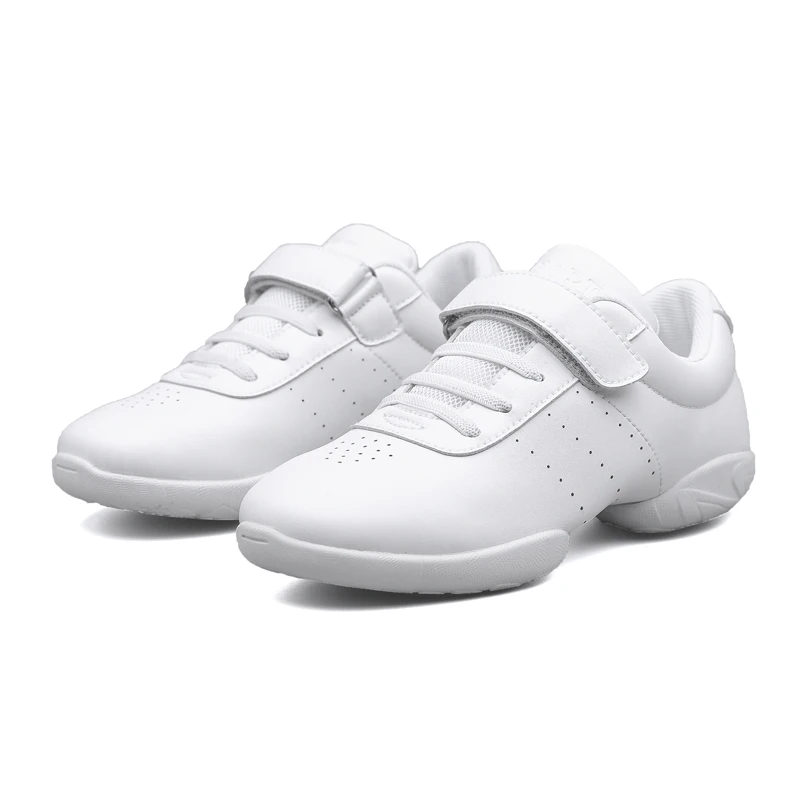 Soft soled competitive aerobics shoes children's strapless dance shoes white team competition training shoes grading cheerleadin