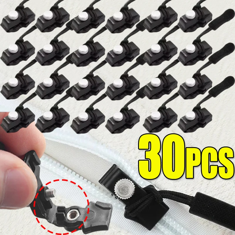 30pcs Universal Zipper Repair Kit Quick Detachable Zipper Head Replacement Zipper Slider Pull for Jacket Bags Coat Free Sewing