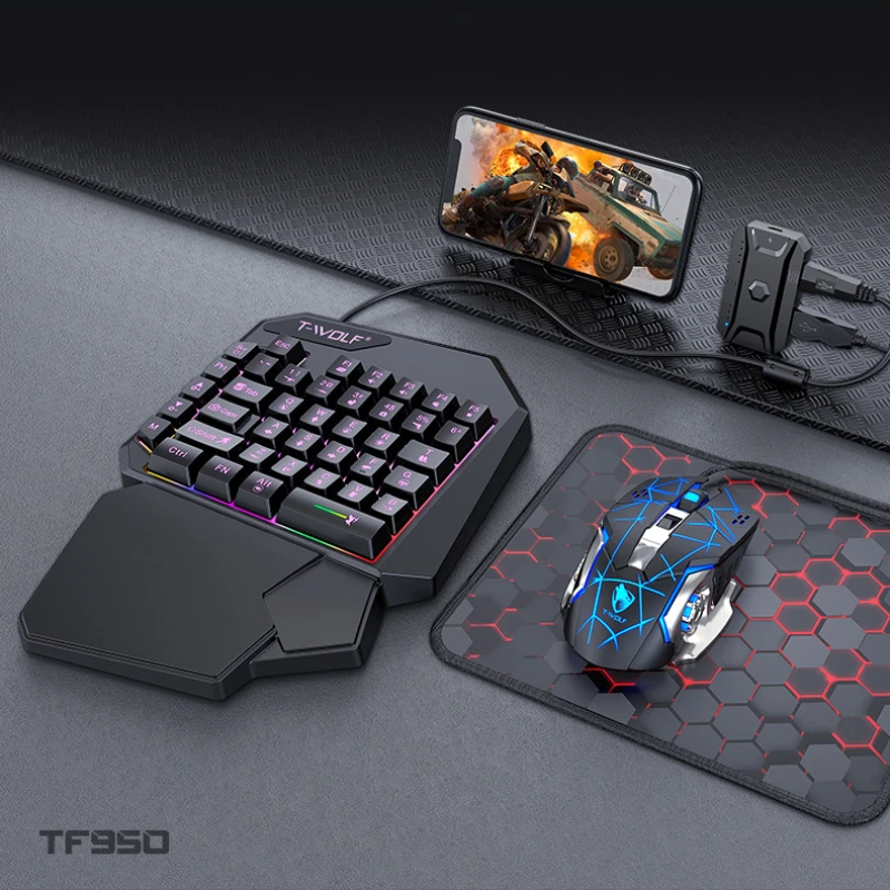 

Новая игровая мини-клавиатура TF900 T19 для одной руки E-sport, классный водонепроницаемый игровой контроллер RGB, Набор клавиатуры и мыши, аксессуары для ПК