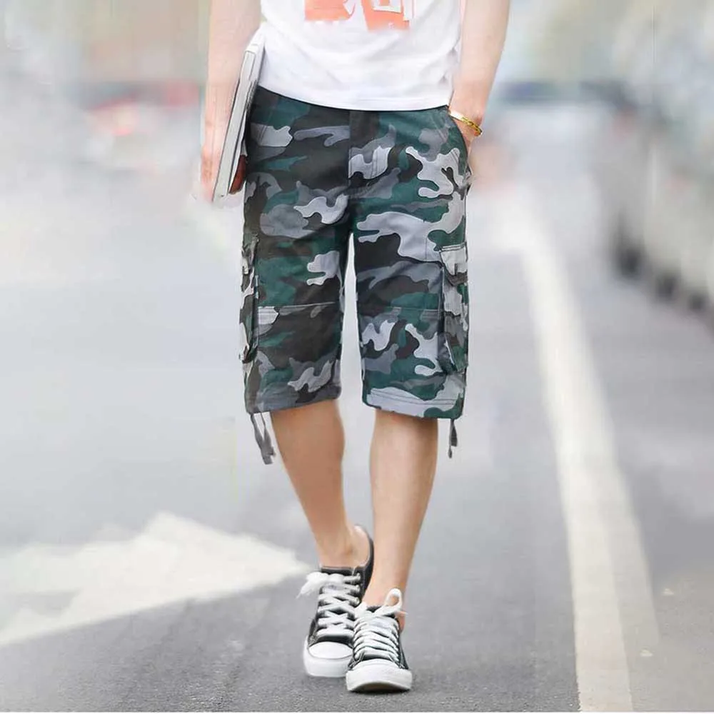 

Trendy Military Tactical Cargo Shorts Men Casual Straight Cotton Boardshorts Streetwear Loose Baggy Camouflage Clothing