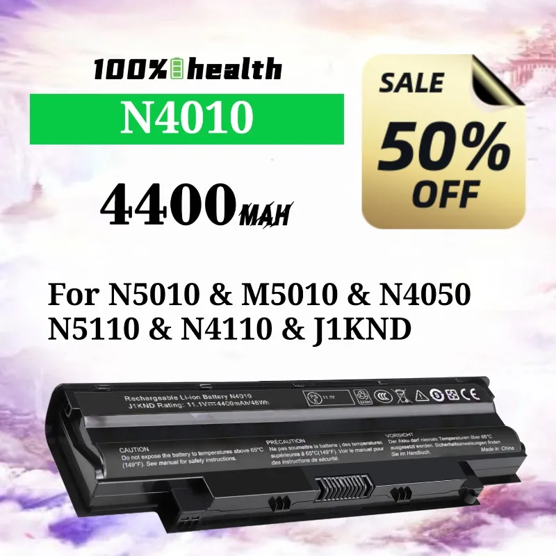N4010 4400mAh Laptop Battery for Dell N5010/M5010/N4050/N5110/N4110/J1KND Lithium Rechargeable Battery