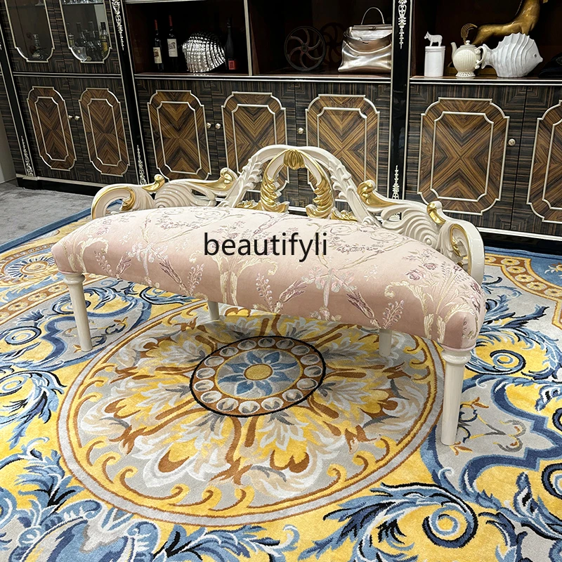 

French end stool, European fabric beauty couch, new embroidered recliner, lazy chair, bedroom