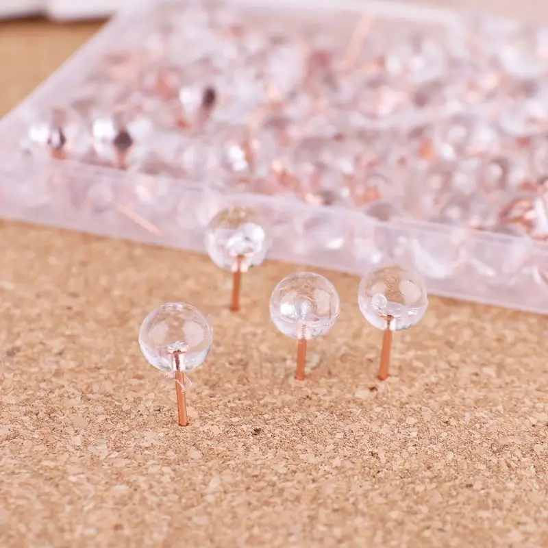 

100pcs Rose Gold Pushpins Thumb Thumbtack Board Round Ball Drawing Wall Studs