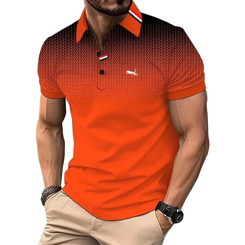 Men's Summer Casual T-shirt Business 3D Digital Printing Golf Polo Shirt