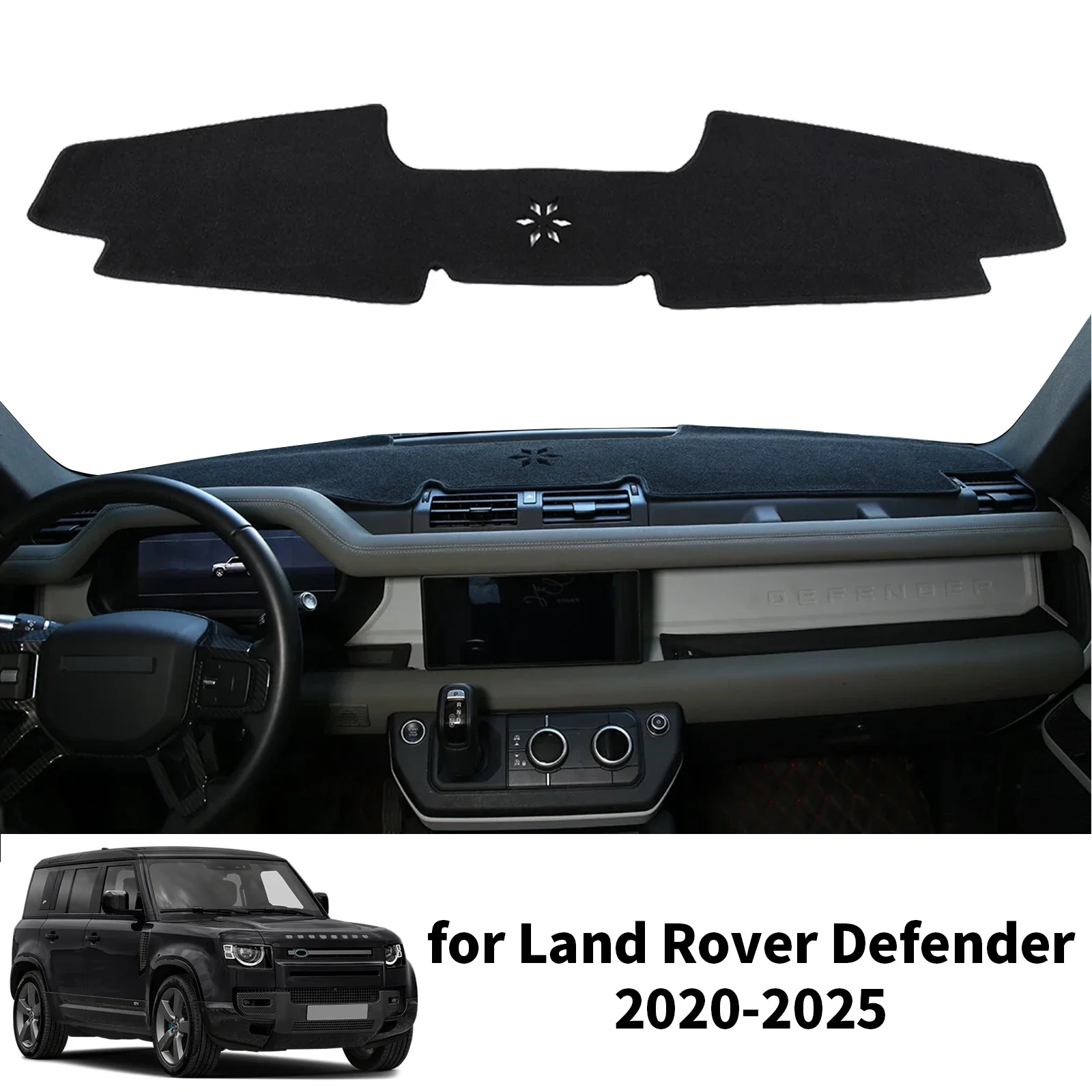 

Коврик-накладка DashMat на приборную панель для Land Rover Defender 2020-2025 без HUD, солнцезащитный, защитный коврик