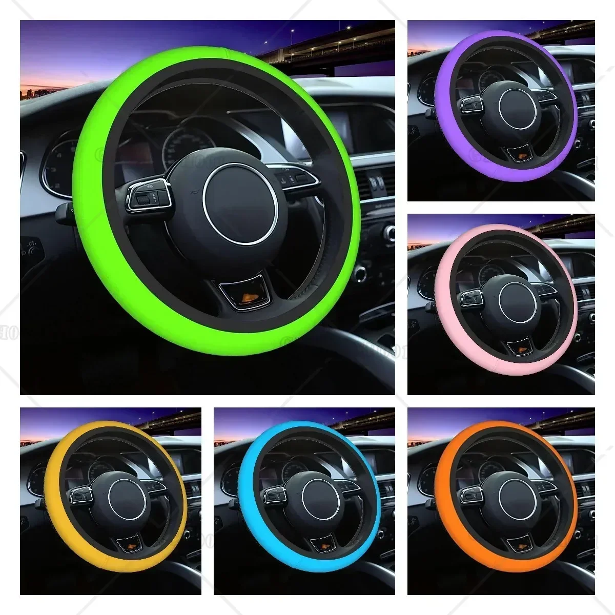 

Green Steering Wheel Cover for Women Men Universal 15 Inch Anti Slip Sweat Car Wrap Cover Fit Suvs Vans Sedans Cars Trucks
