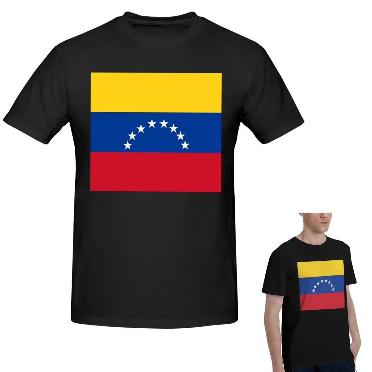

Flag Of Venezuelan, Caribbean Sea In South America T-Shirt Men's Classic Oversized T Shirt Men Round Neck Summer Shirts Tops