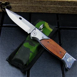 AK47 Style Assisted Opening Tactical Folding Knife 440C Blade Wooden Handle EDC Hunting Self Defense Rescue Sharp Knives