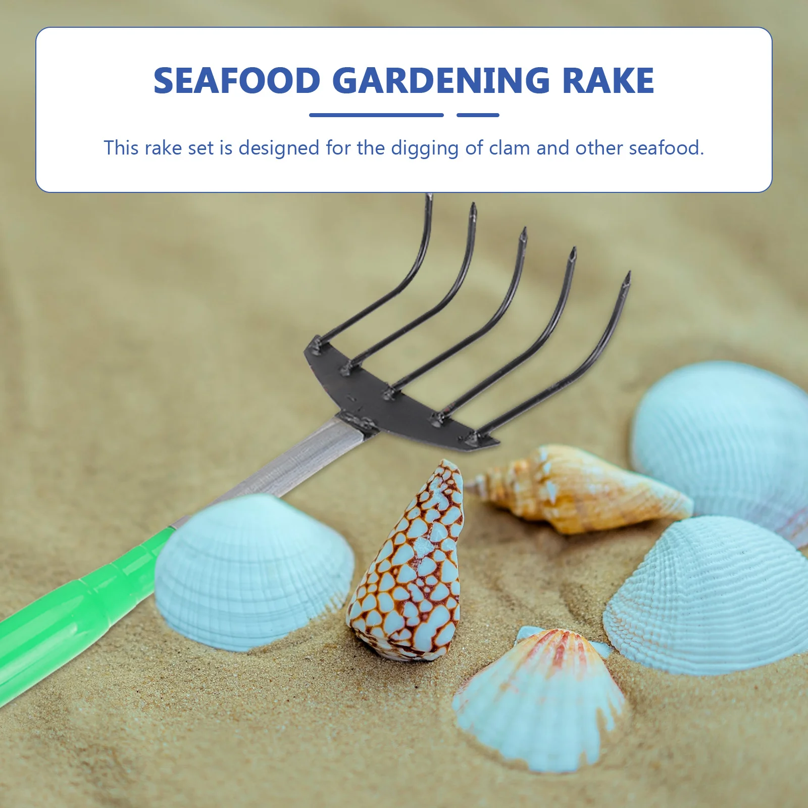 Efficient Clam Digging Rake High Carbon Steel Material Wood Handle Portable Tool for Seafood Harvesting Net Rake