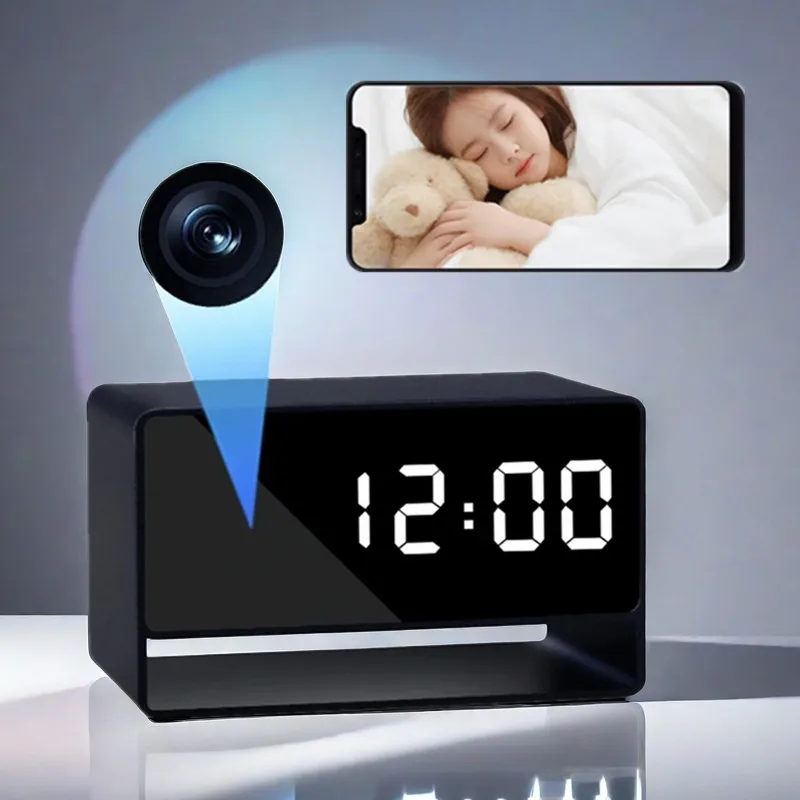 Alarm Clock Cam Full HD 1080P WiFi Wireless Remote Camera Night Vision Motion Detection Alert Surveillance Home Office Security