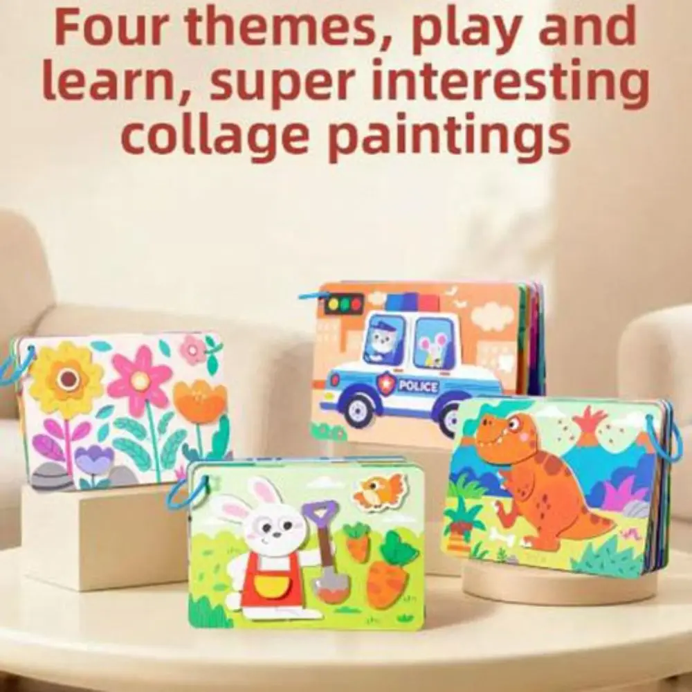 التعليمية ثلاثية الأبعاد مجسمة ملصق مونتيسوري اليدوية لتقوم بها بنفسك لصق المواد عدة لطيف ذاتية اللصق الحيوانات كتاب ملصق