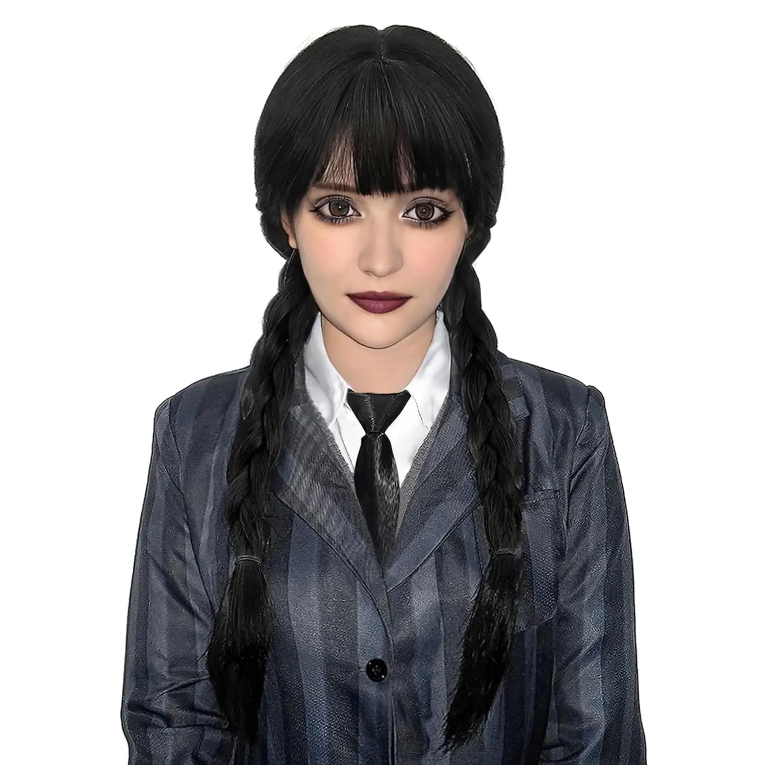 Long Black Braided Wig Widnesday Adams Wig Halloween Costume Wigs For Women High Temperature Fiber Party