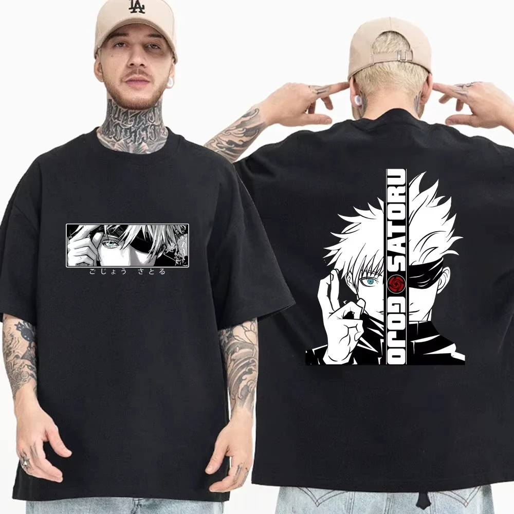 

Environmental Peace of Mind Anime Impresso T-shirt Legal Satoru Gojo Tee Camisa De Manga Curta Harajuku Moda Adolescente Rua Y2K