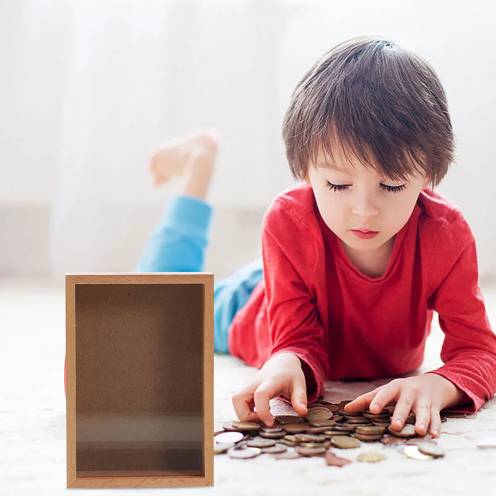 Piggy Bank For Adults Wooden Money Jar White Frame Toy Savings Acrylic Photo Travel Banks Kids