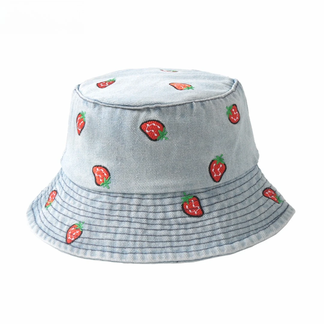 Beliebte kleine Gänseblümchen bestickte Baumwolle Sommer Jeans Eimer Hut Kappe für Frauen Frühling Fischer Hut Outdoor-Reise Sonnenschutz Geschenk – Detail 12