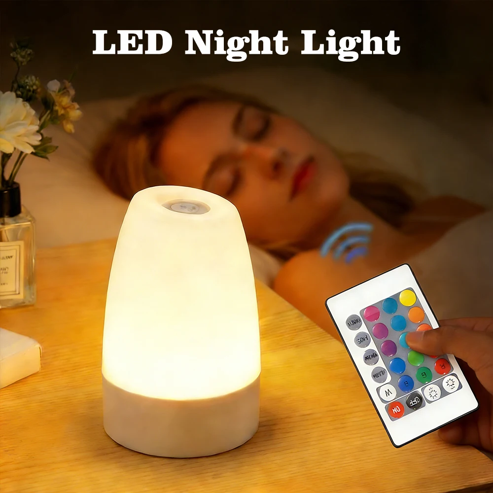 Touch Dimmable Night Light Remote Control Table Bedside Lamps USB Rechargeable Night Lamp Suitable for Hotel and Bedroom Light