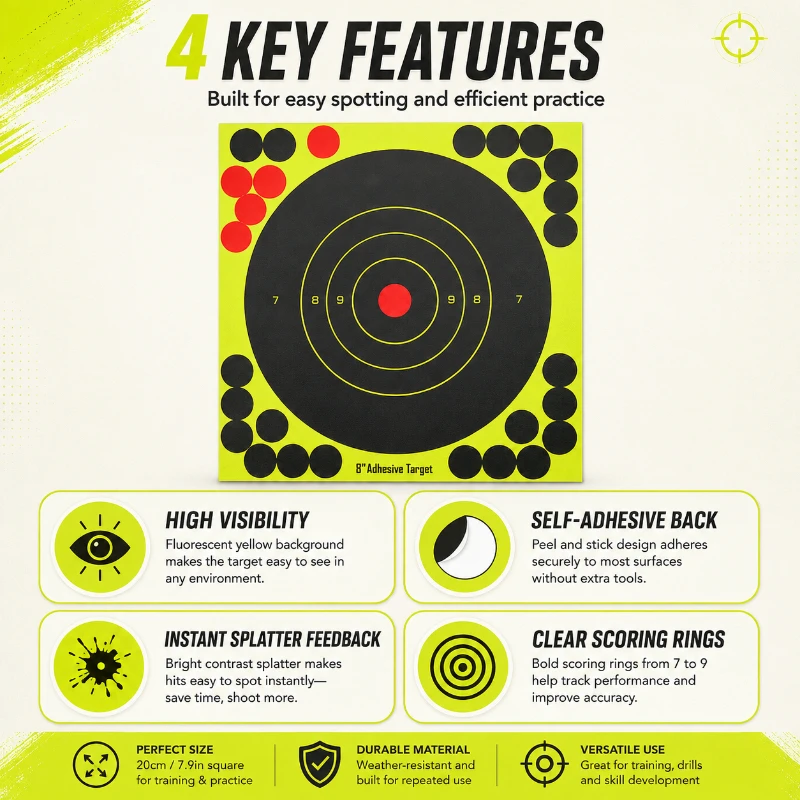 Bright Yellow Impact Marking Target Papers Waterproof Surface Daily Hobby Training Supply Kits