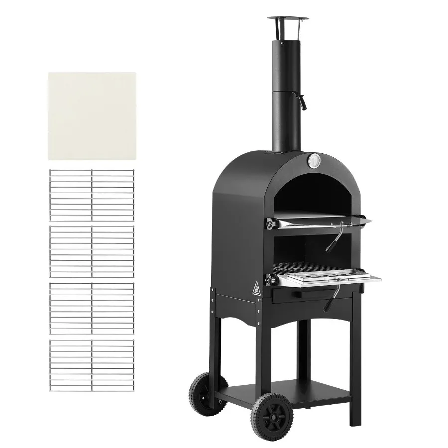

Outdoor Pizza Oven, 12" Pellet Fire Ovens, 2-Layer Pizza Oven Wood Fired, Wood Burning Outdoor Pizza-Oven with 2 Removable