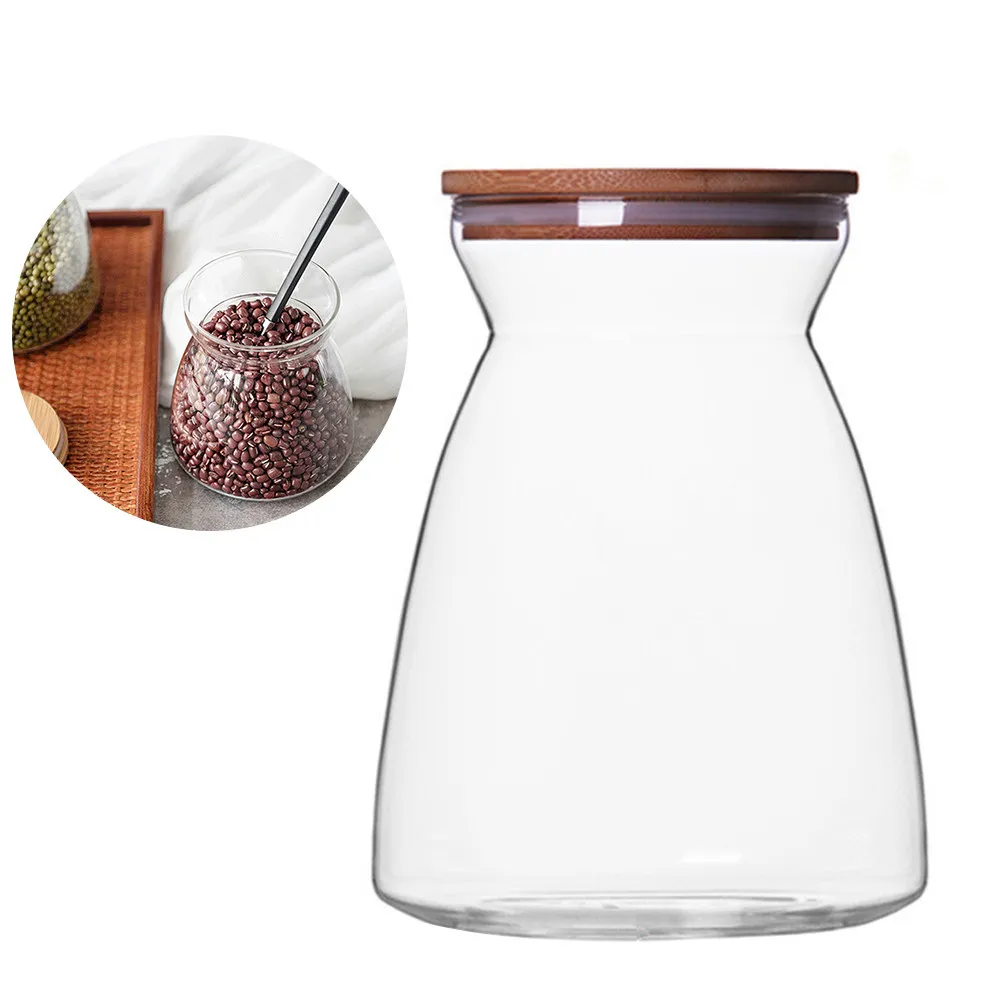 1100Ml Transparent Airtight Food Storage Jar for Tea Coffee Beans Grains Nuts Dried Fruit Rice Cereal Salt Pepper Sugar Candy