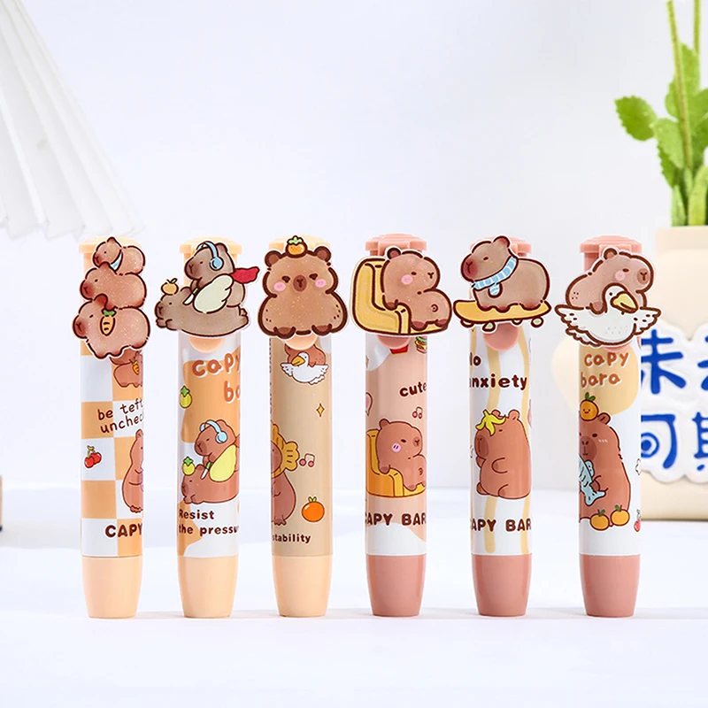 Милый ластик капибара с нажимом, мягкие школьные принадлежности, чистый беспорядок, канцелярский ластик для офиса, студента, подарок для детей