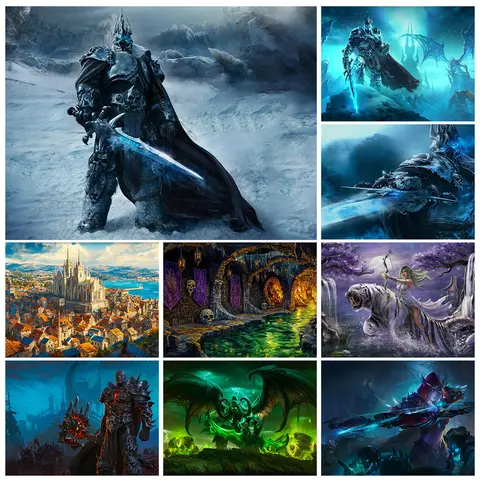 Warcraft The Frozen Throne Poster Diy Diamond Painting New Lich King Illidan 5D Diamond Embroidery Kit Fun Hand Gift Home Decor