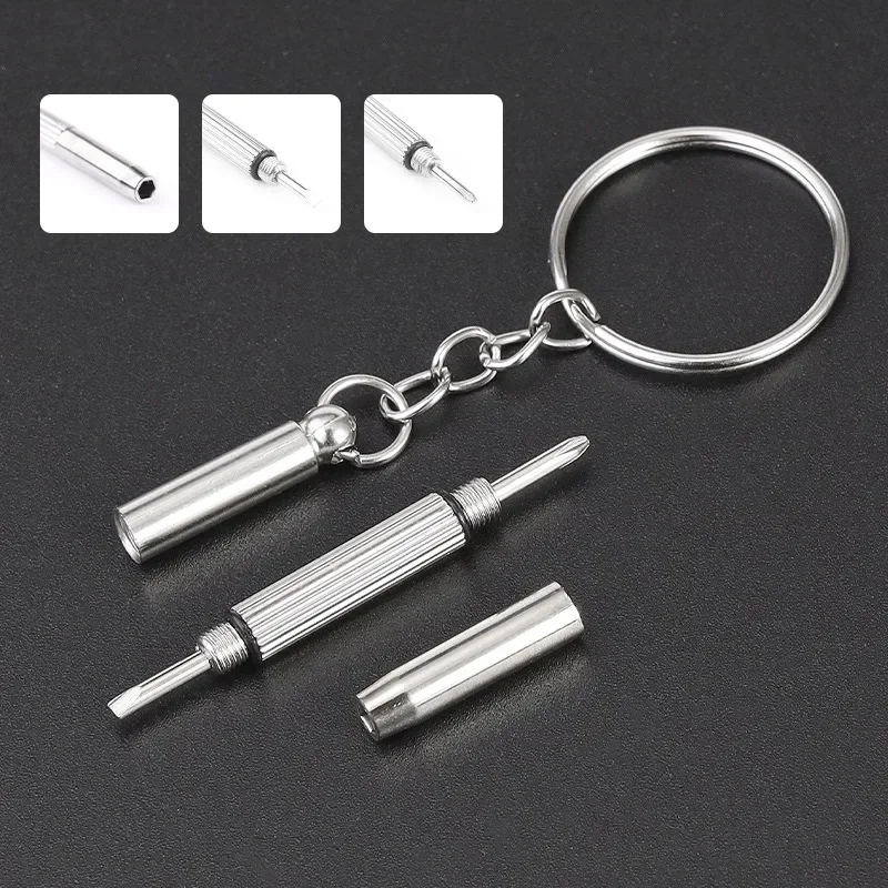 3 In 1 Eyeglass Screwdrivers Repair Kit with Keychain Watch Repair Glasses Screwdriver Recision Screw Driver Tools Accessories