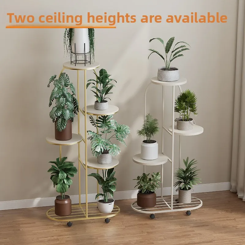 Simple Modern Stand for Flowers Interior Decor Plant Shelves Floor Multi-storey Flower Rack Living Room Moving Rack for Plants