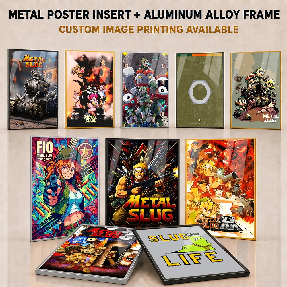 Metal Slug Framed Metal Poster Personalized Bold Colorful Championship Illustration Wall Art For Game Room And Arcade Fan Gift