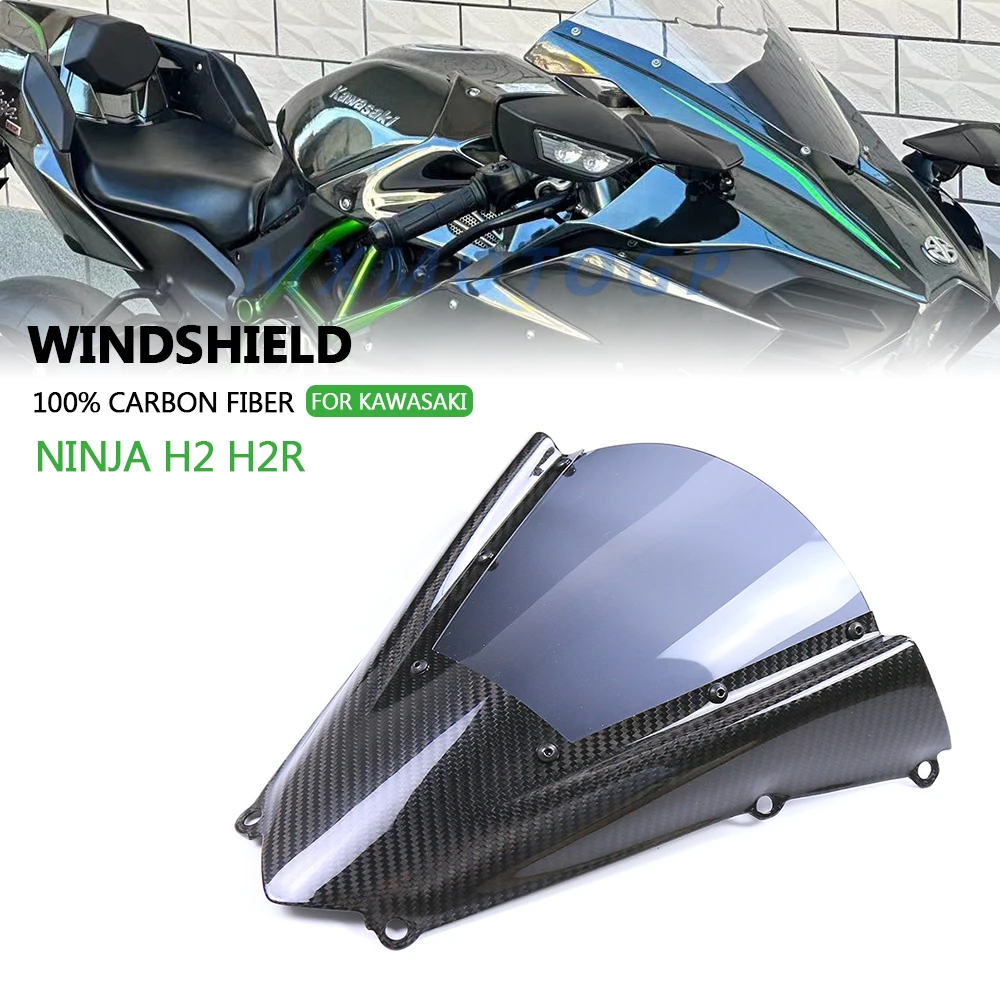 For Kawasaki H2 H2R 2015 2016 2017 2018 2019 2020 2021 2022 100% Carbon Fiber Windshield Fairing Motorcycle Accessories