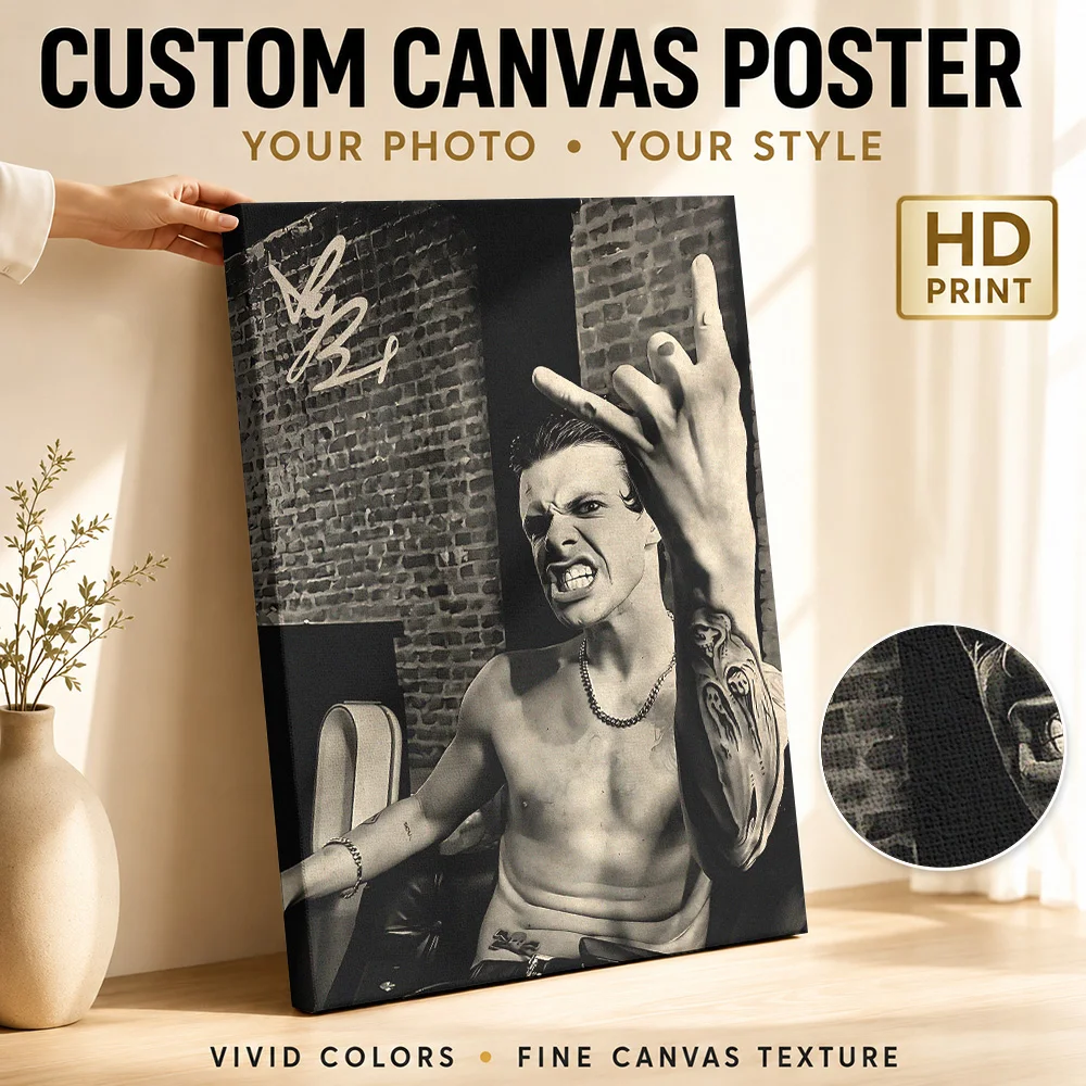 YungBlud Potrait Framed Canvas Print Poster Custom Photo Retro Music Wall Art for Bedroom Decor Collectible Ready to Hang Gift