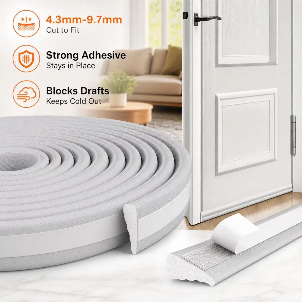 5M Self Adhesive Door Window Weather Stripping Polyurethane Foam Seal Strip Soundproof Windproof Sealing Tape for Door Window