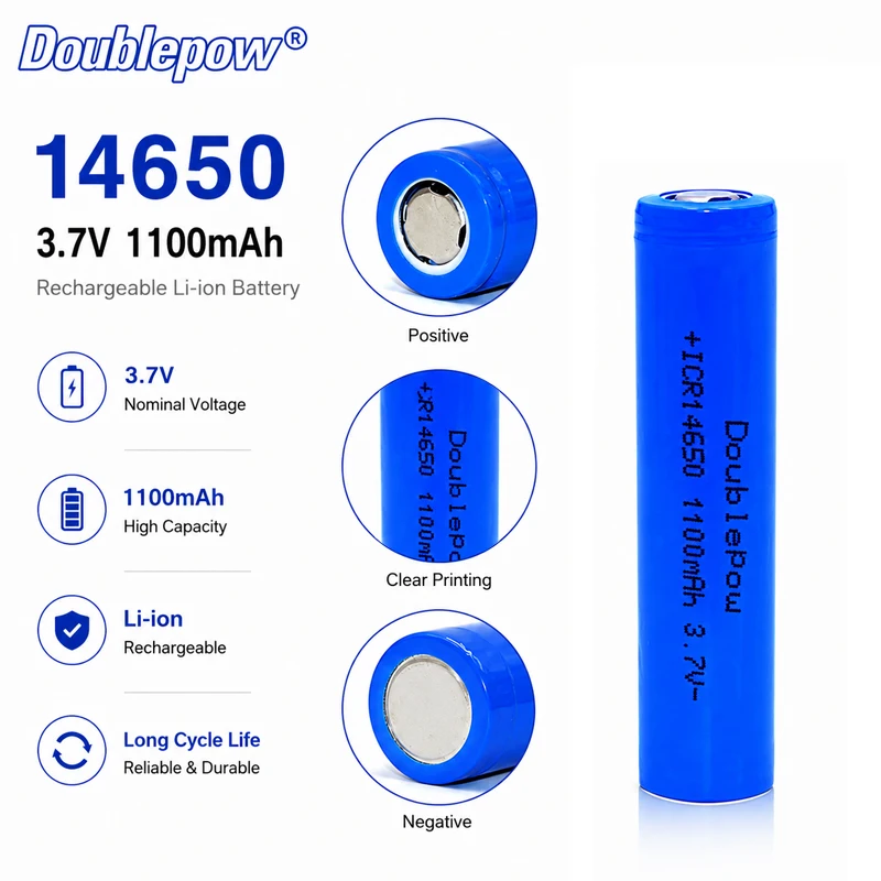 3.7V 14650 1100mah Rechargeable Li-ion Battery for LED Flashlight Toys Wireless Mouse Door Lock ICR14650 Flat Top Ion Batteries