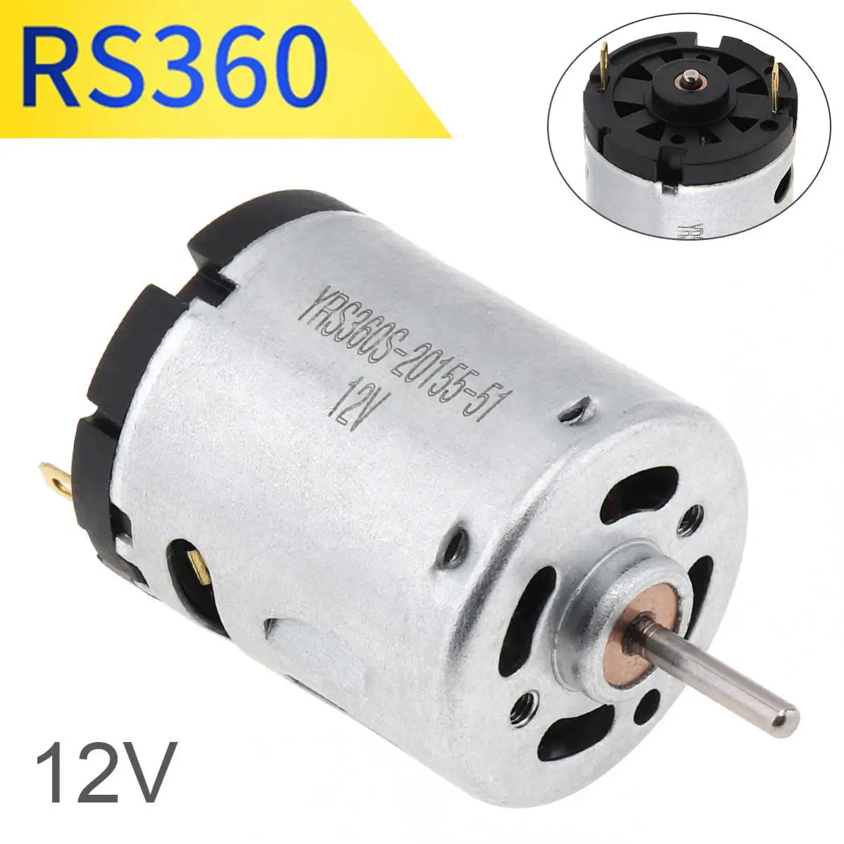 Moteur RS360 DC 12V 12000RPM, micro moteurs à brosse en carbone haute vitesse pour sèche-cheveux jouet bricolage, Gér, brosse à