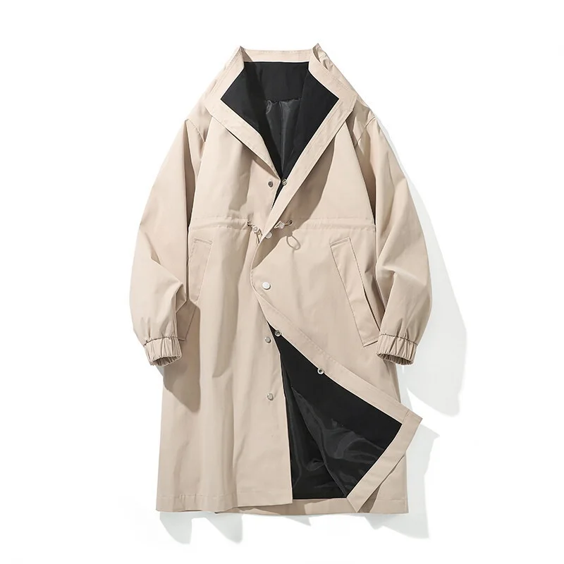 

Мужской тренчкот из овчины, синий/коричневый, средней длины, для деловых встреч, зимний, теплый, двусторонний, золотистый